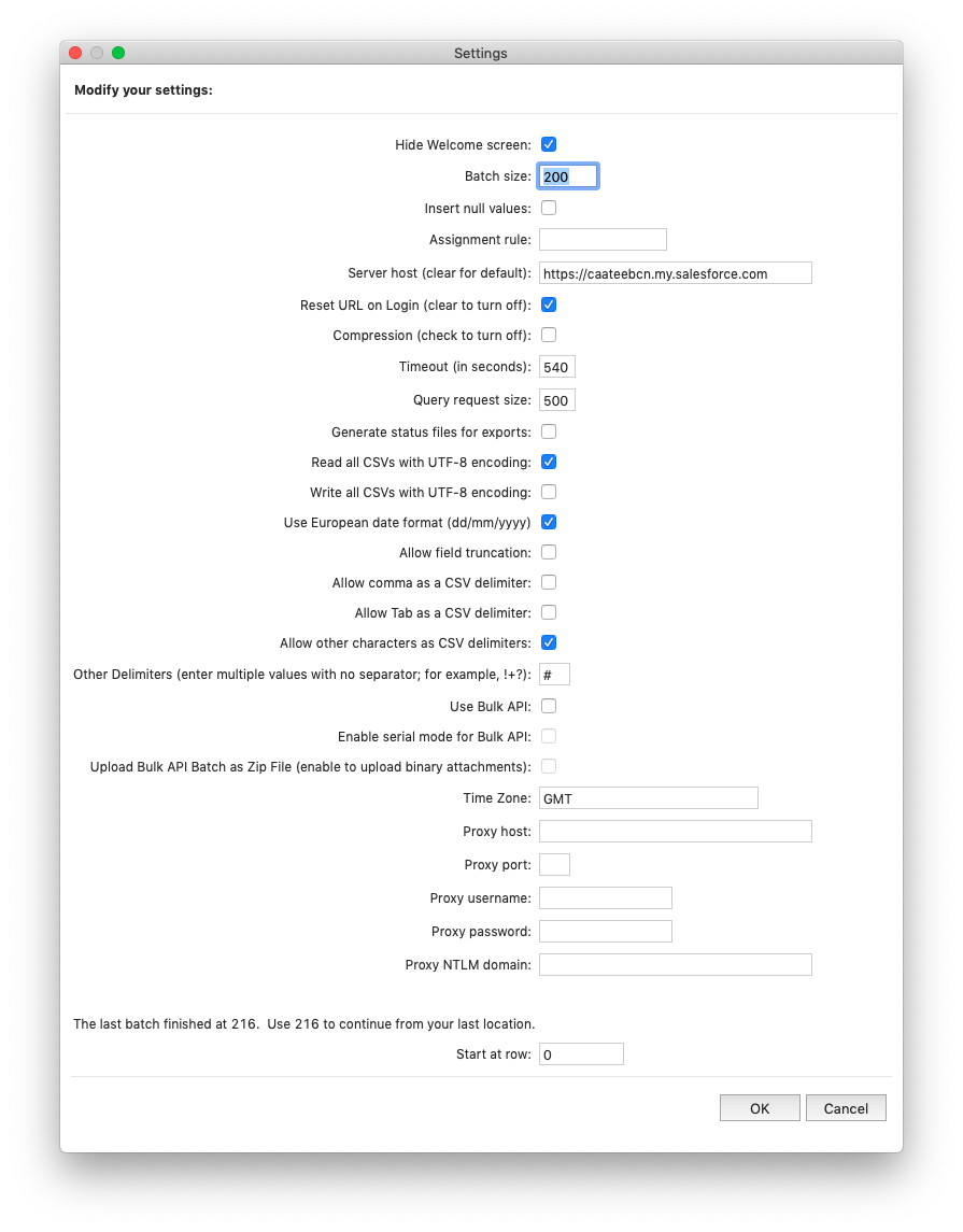 Configuración Data Loader